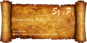 Szurcsik Pál névjegykártya