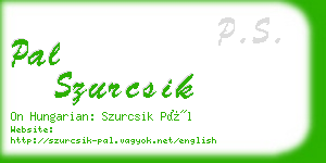 pal szurcsik business card